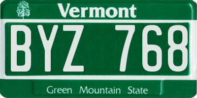 VT license plate BYZ768