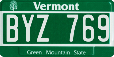 VT license plate BYZ769