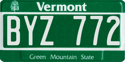 VT license plate BYZ772