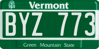VT license plate BYZ773