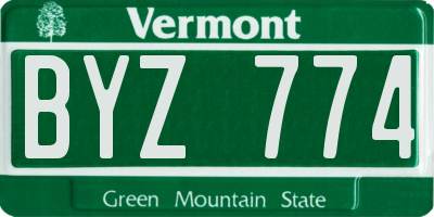 VT license plate BYZ774