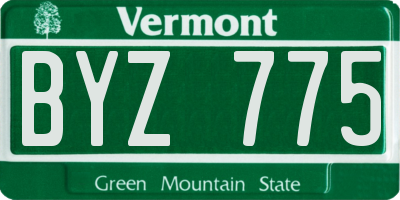 VT license plate BYZ775