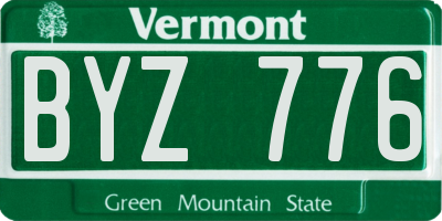 VT license plate BYZ776