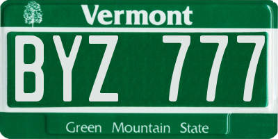 VT license plate BYZ777