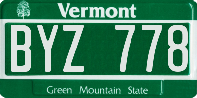 VT license plate BYZ778