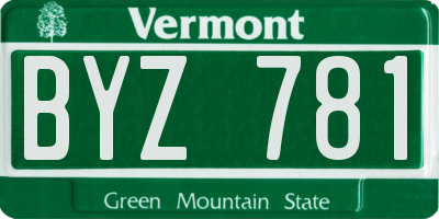 VT license plate BYZ781