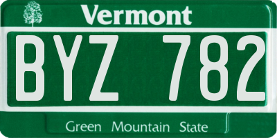 VT license plate BYZ782