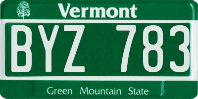 VT license plate BYZ783