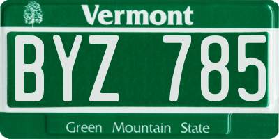 VT license plate BYZ785