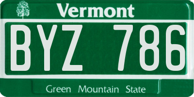 VT license plate BYZ786