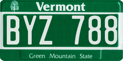 VT license plate BYZ788
