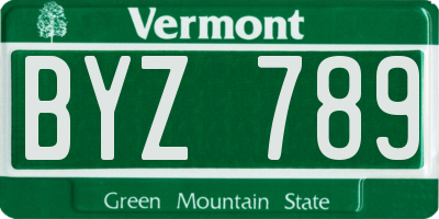 VT license plate BYZ789