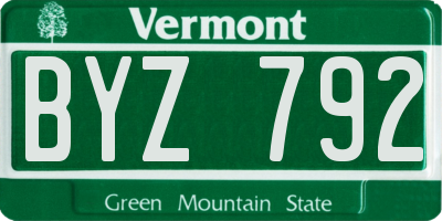 VT license plate BYZ792