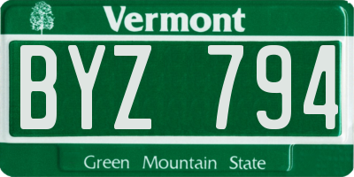 VT license plate BYZ794
