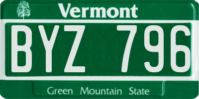 VT license plate BYZ796