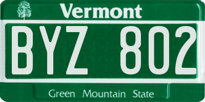 VT license plate BYZ802