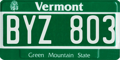 VT license plate BYZ803