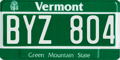VT license plate BYZ804