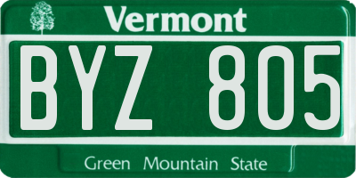 VT license plate BYZ805