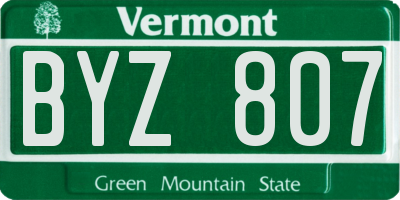 VT license plate BYZ807
