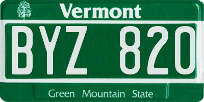 VT license plate BYZ820