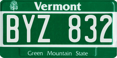 VT license plate BYZ832