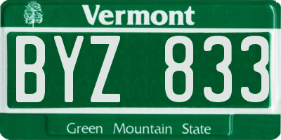 VT license plate BYZ833