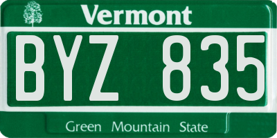 VT license plate BYZ835