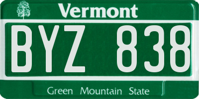 VT license plate BYZ838
