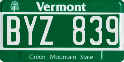 VT license plate BYZ839