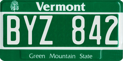 VT license plate BYZ842