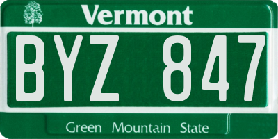 VT license plate BYZ847