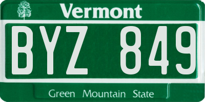 VT license plate BYZ849