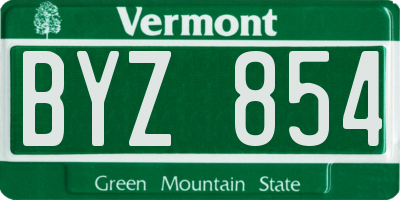 VT license plate BYZ854