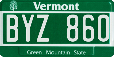 VT license plate BYZ860