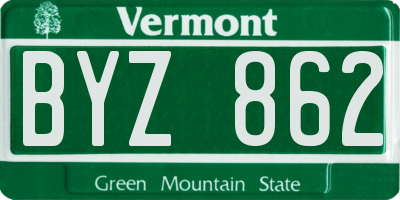 VT license plate BYZ862