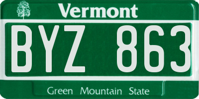 VT license plate BYZ863