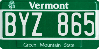 VT license plate BYZ865