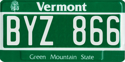VT license plate BYZ866