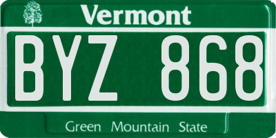 VT license plate BYZ868