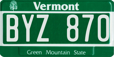 VT license plate BYZ870