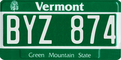 VT license plate BYZ874