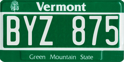 VT license plate BYZ875
