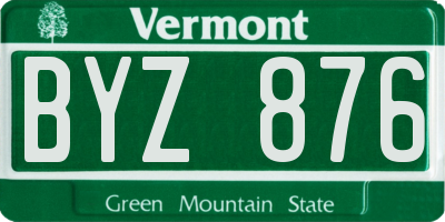 VT license plate BYZ876
