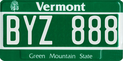 VT license plate BYZ888