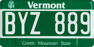 VT license plate BYZ889