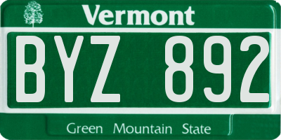 VT license plate BYZ892