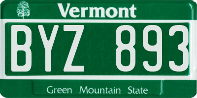 VT license plate BYZ893