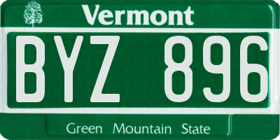 VT license plate BYZ896