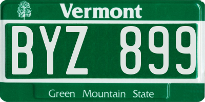 VT license plate BYZ899